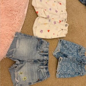 Colorful Patterned Denim Shorts Set